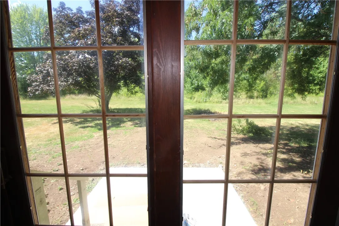 View of rear yard from dining area
