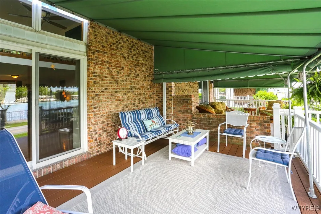 Maintenance-free deck with awning