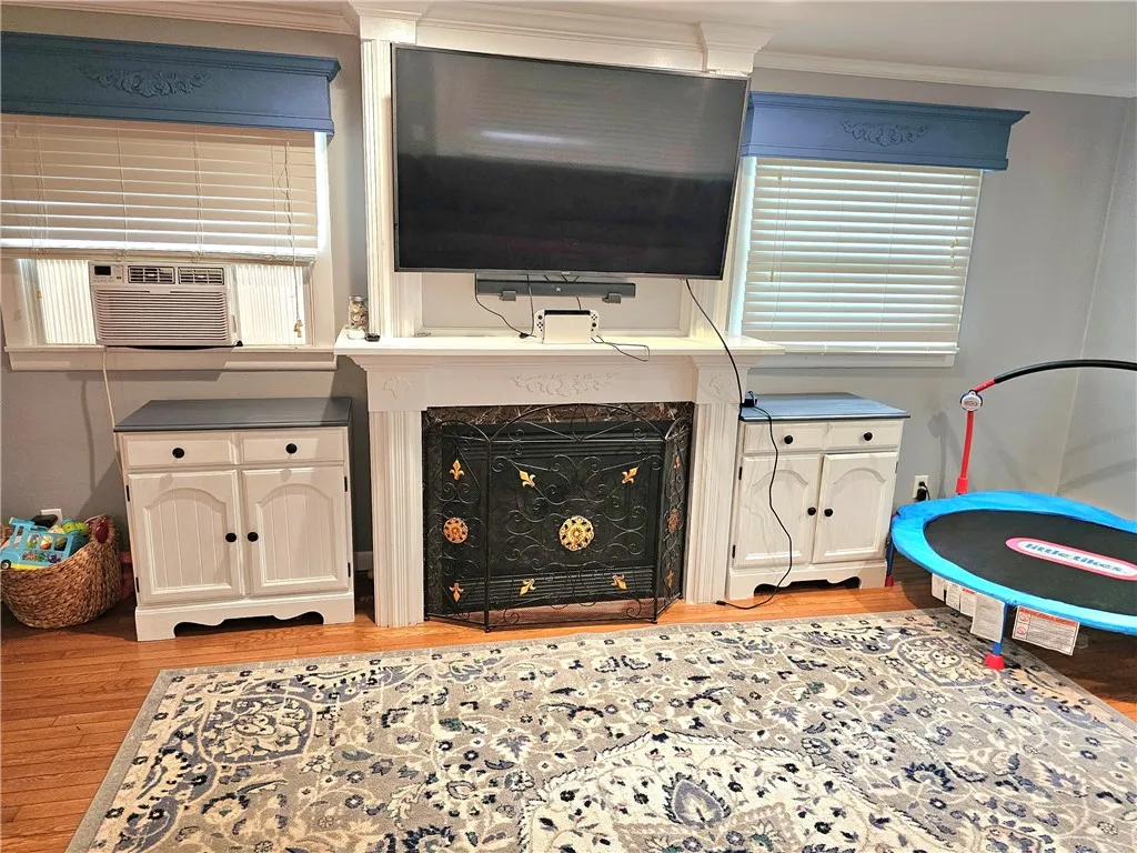 Family room with fireplace