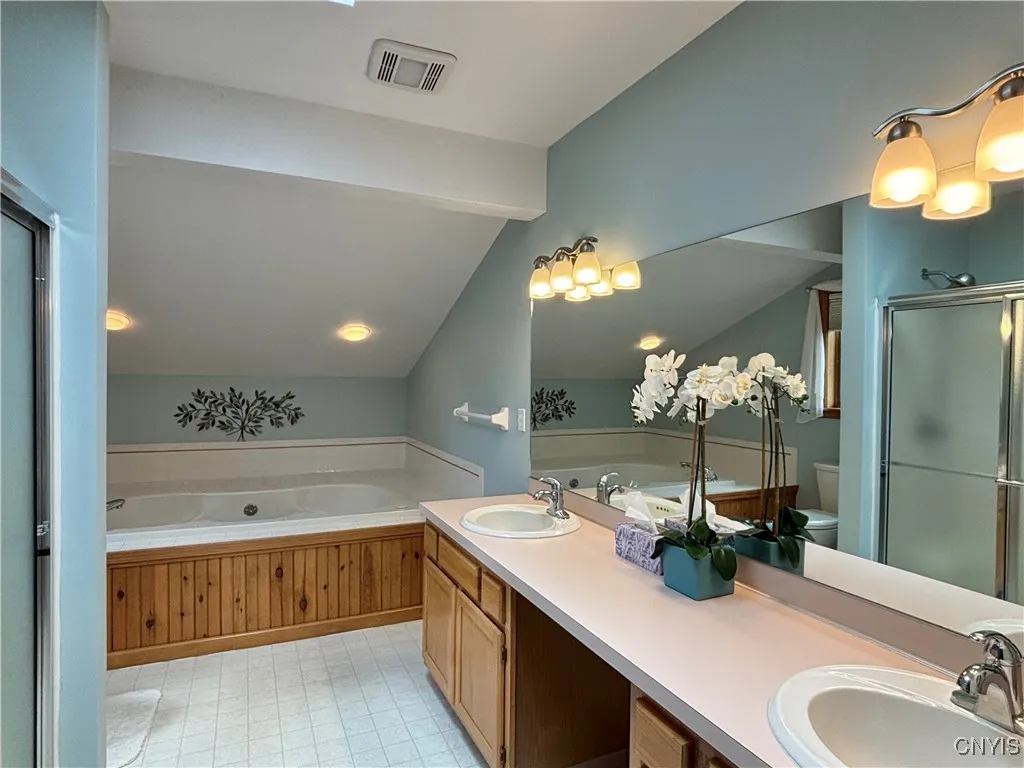 Primary bathroom.  Notice the double sinks.