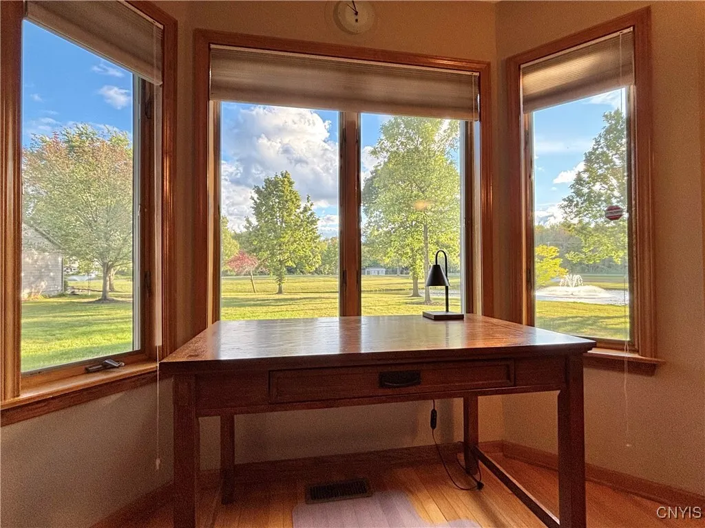 View from guest bedroom.  Notice the fountain.