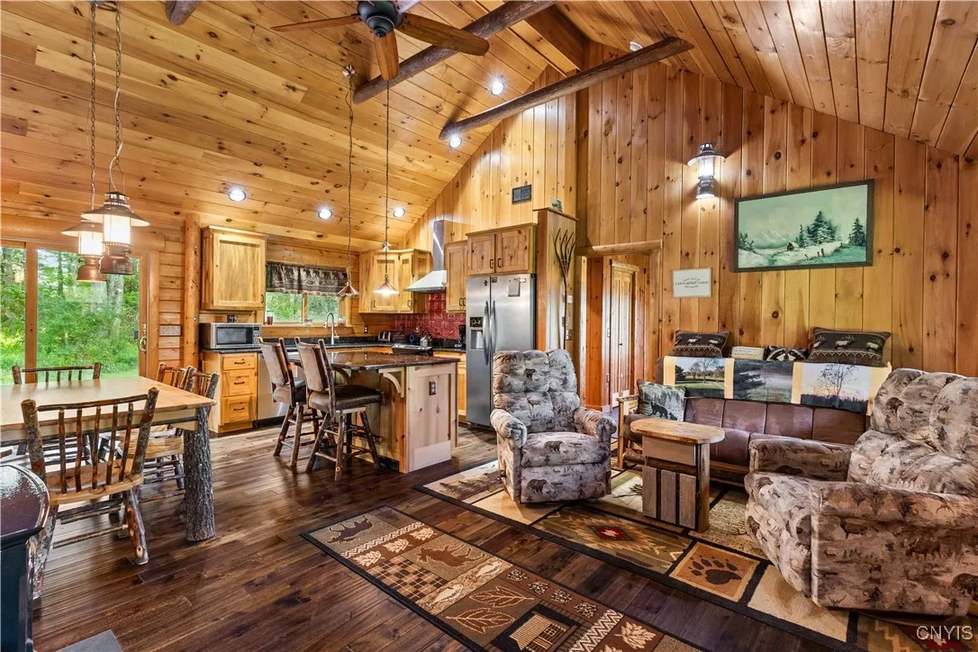 Living room area & kitchen view