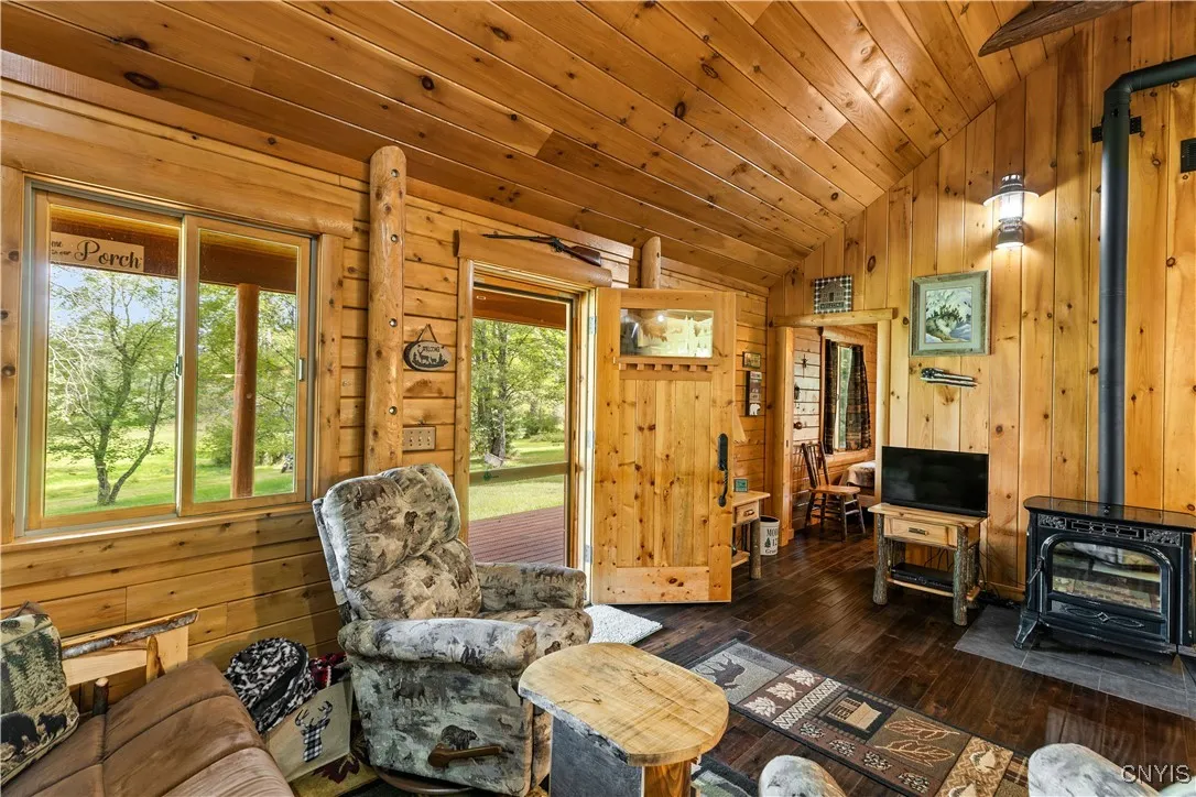 Front entrance & pellet stove