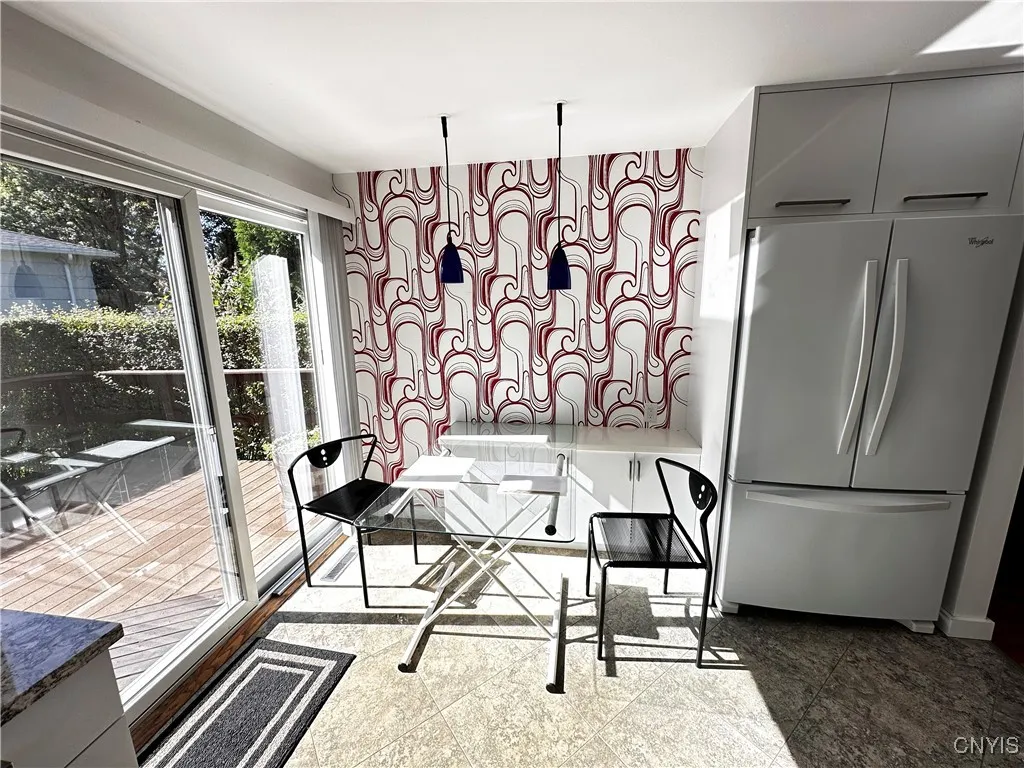 looking at kitchen eating area