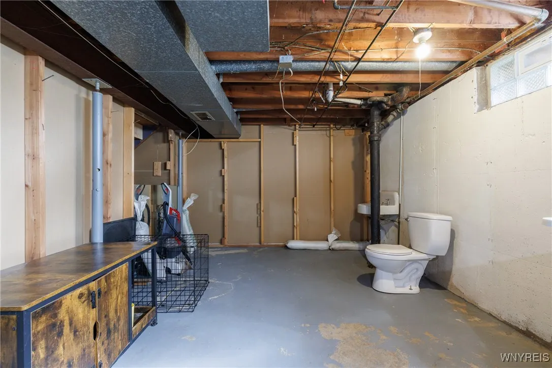 \"1/2 BATH\" just needs some drywall and a door!