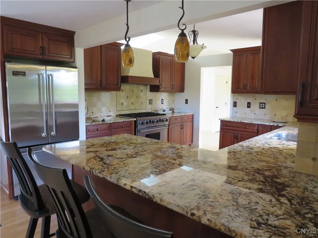 Granite bar with counter stools