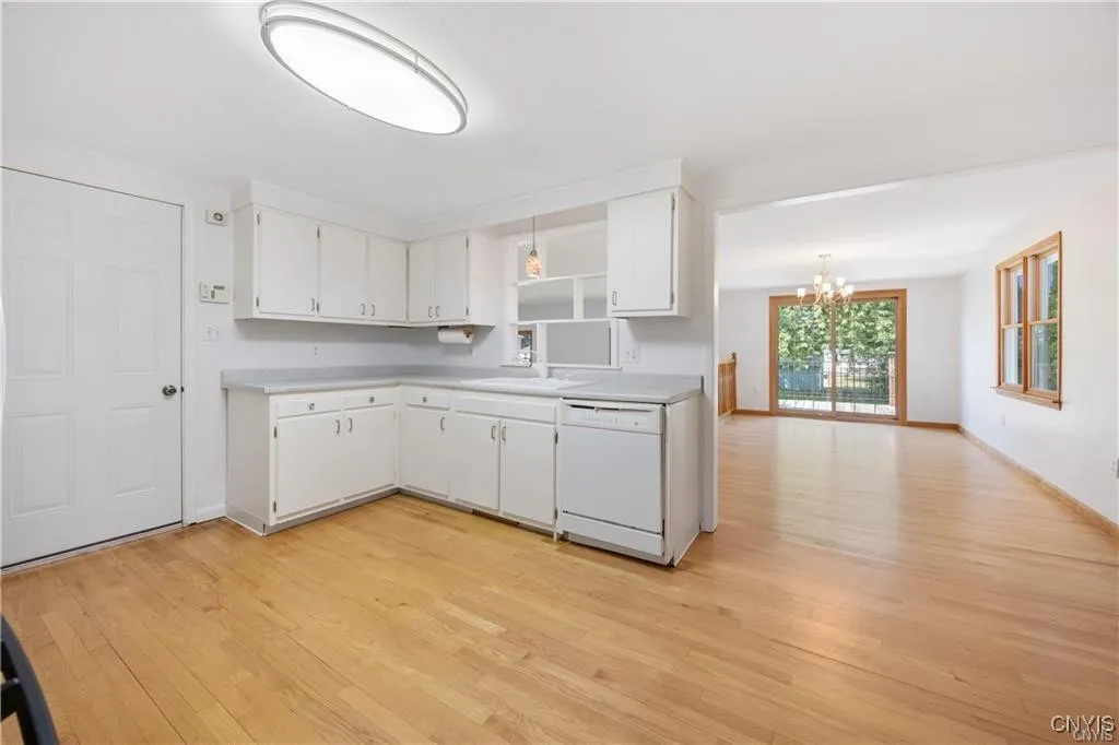 Kitchen looking into eating area