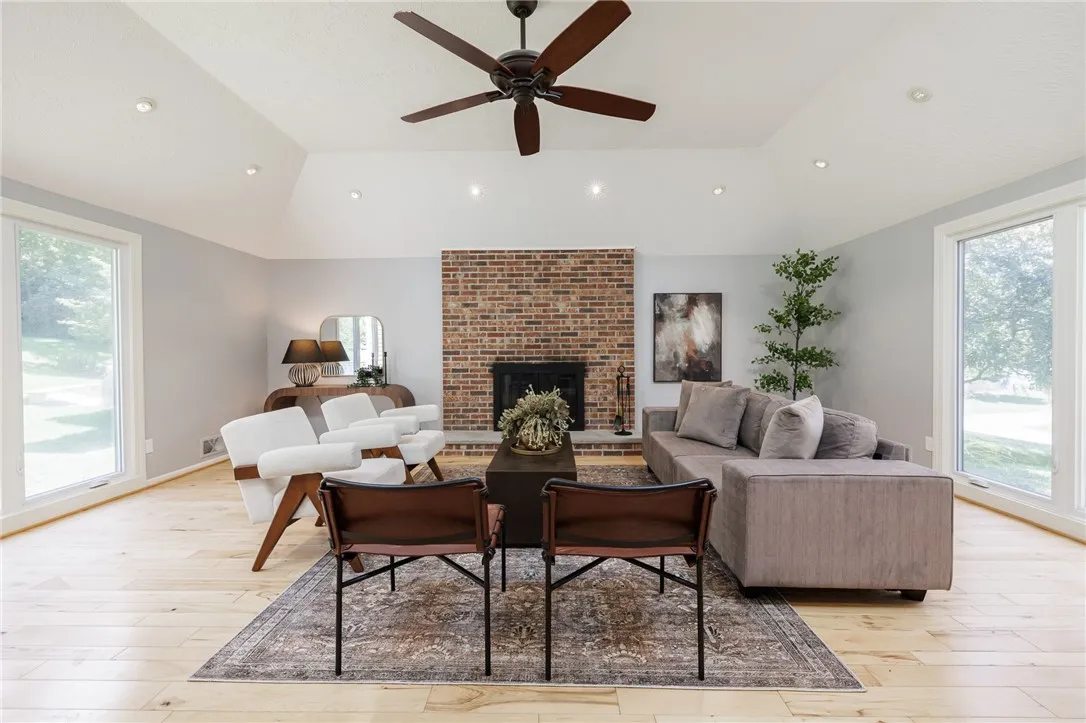 Wood burning fireplace for cozy fall evenings