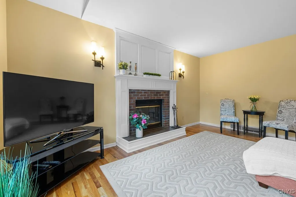 Wood burning fireplace has scones for that moodlighting