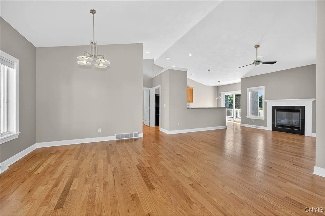 Open floor plan. Dining room on left/living room right