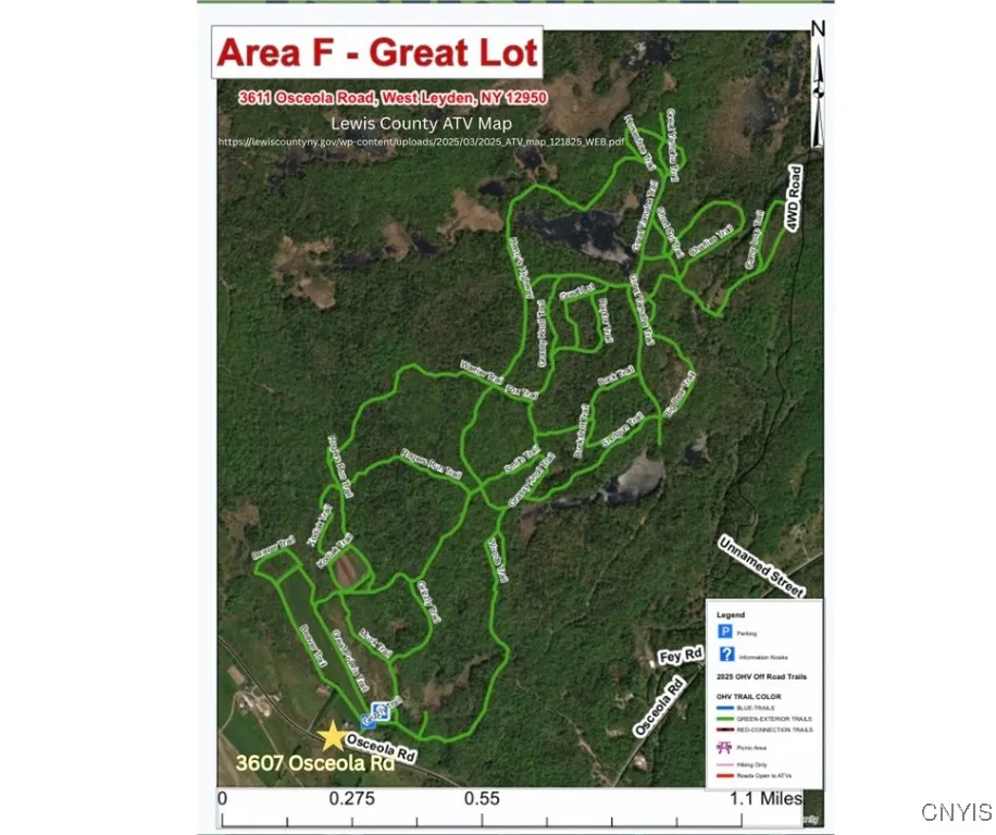 Lewis County ATV Trail Map of the Great Lot Sportsmans Club which borders subject property
