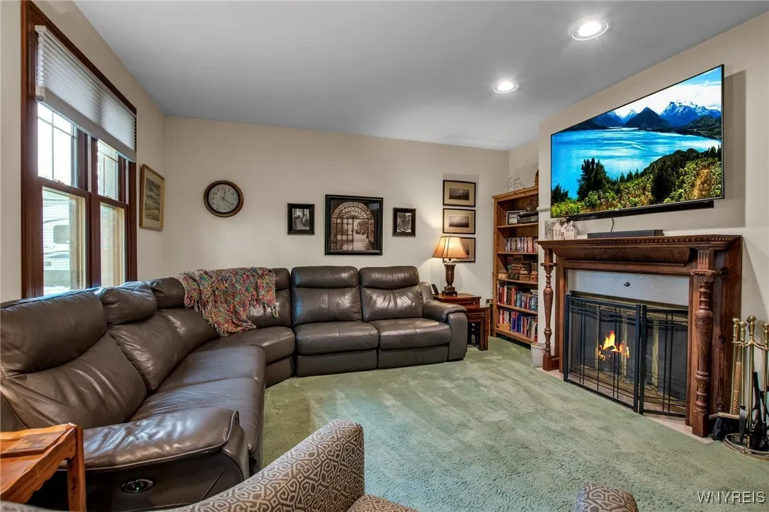 Family room with 2nd wood burning fireplace