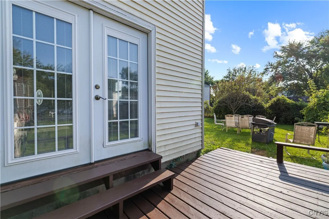 Atrium door from Family room leading to large deck