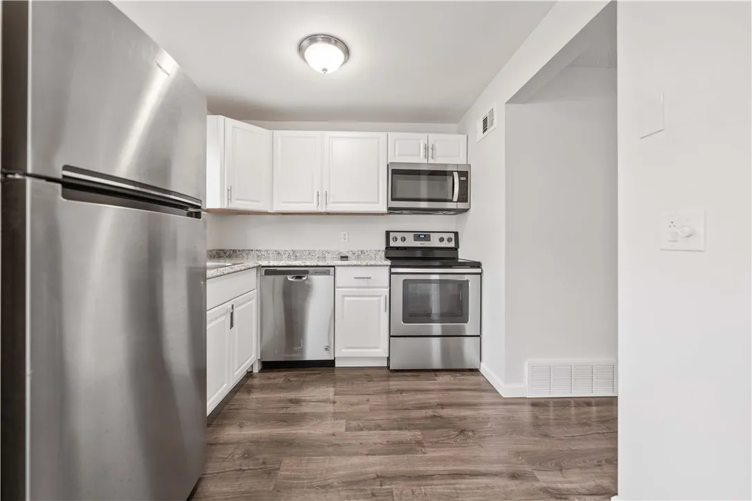 Kitchen with stainless steel appliances