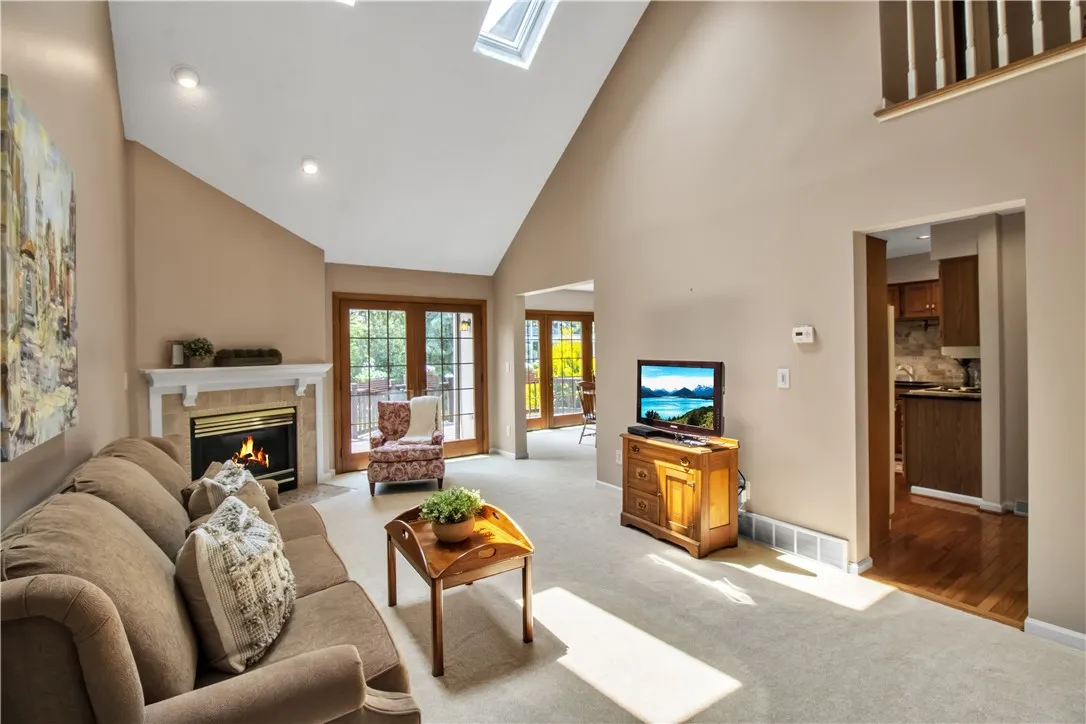 living room with gas fireplace