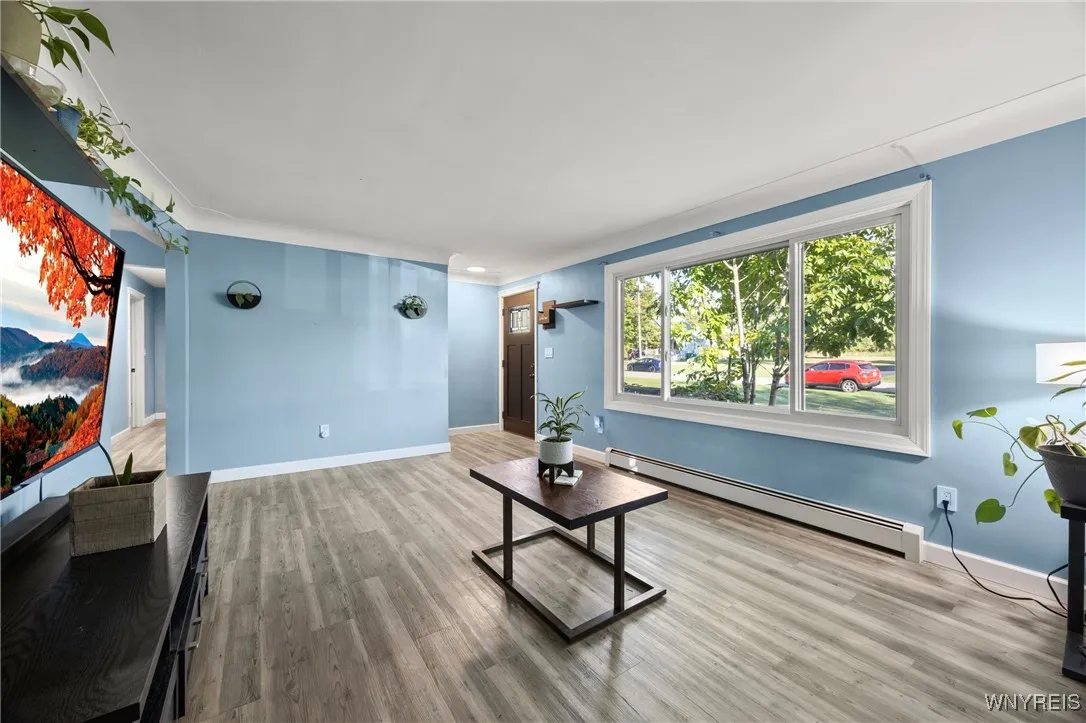 Family room with new large front window