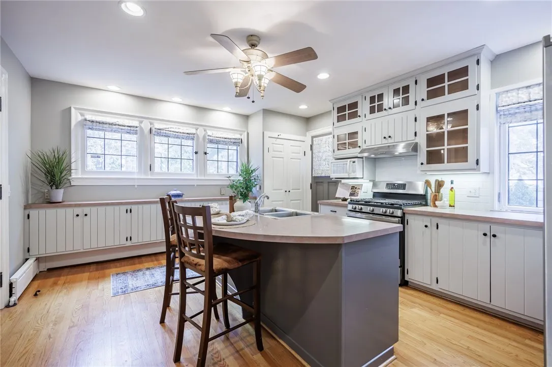 Updated kitchen with large center island and lots of storage!
