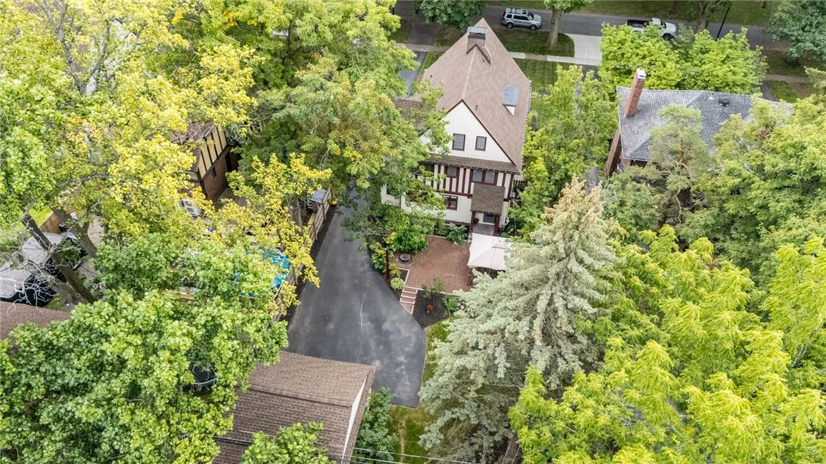 Aerial view of backyard