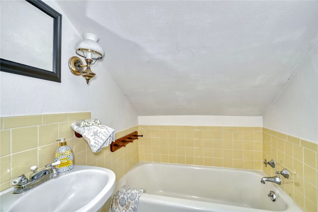 2nd floor tiled bathroom with soaking tub!