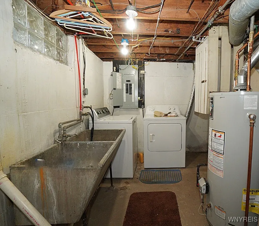 laundry area in basement