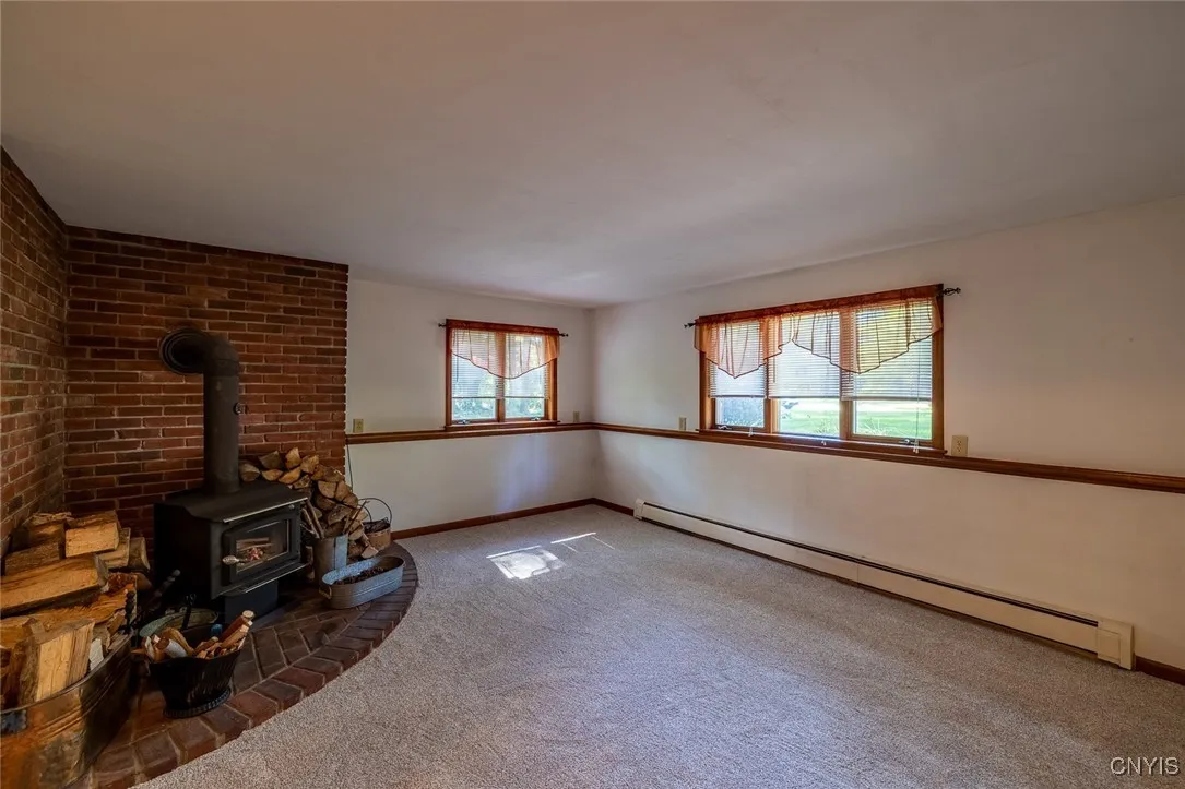Woodstove for a secondary heating option.