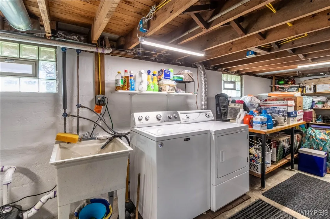 Basement laundry area appliances are included