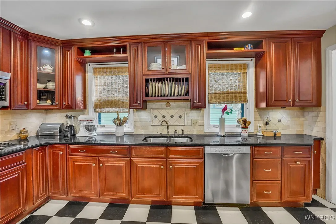 Custom cherry cabinetry throughout the kitchen...