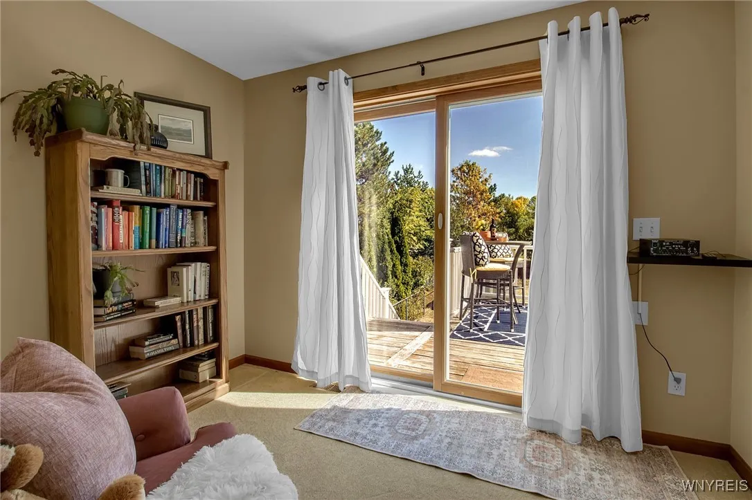 Sliding glass door to second story patio