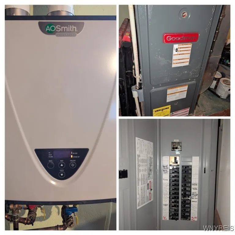 Tankless water heater, furnace, electric panel (wired for generator plug)