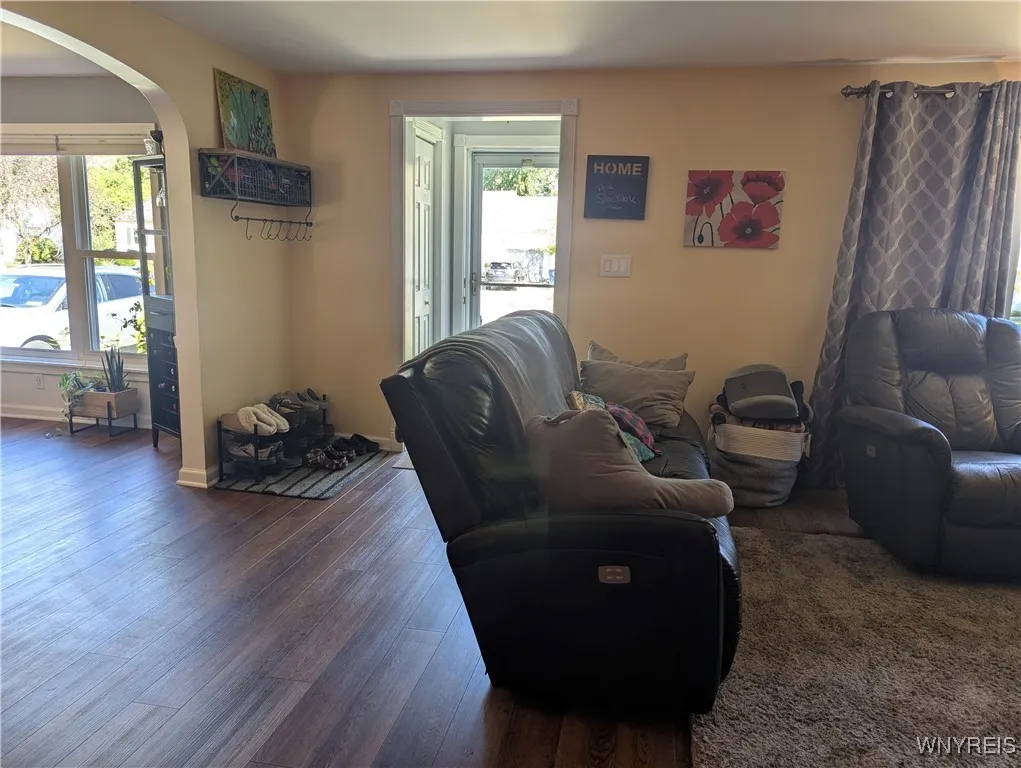 Living room open to dining room