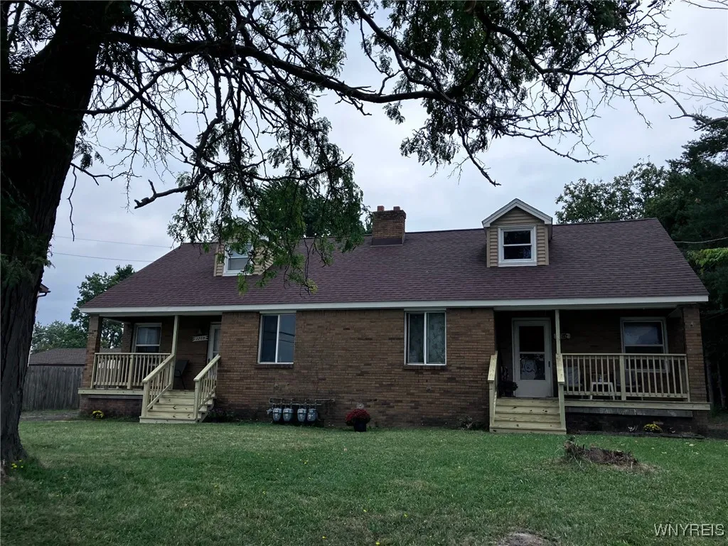 Each side of the duplex has its own covered porch