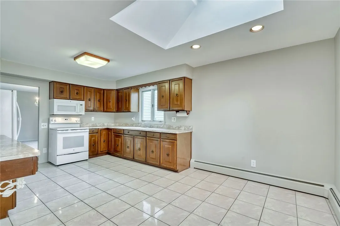 Ceramic tile floor for easy clean up . . .