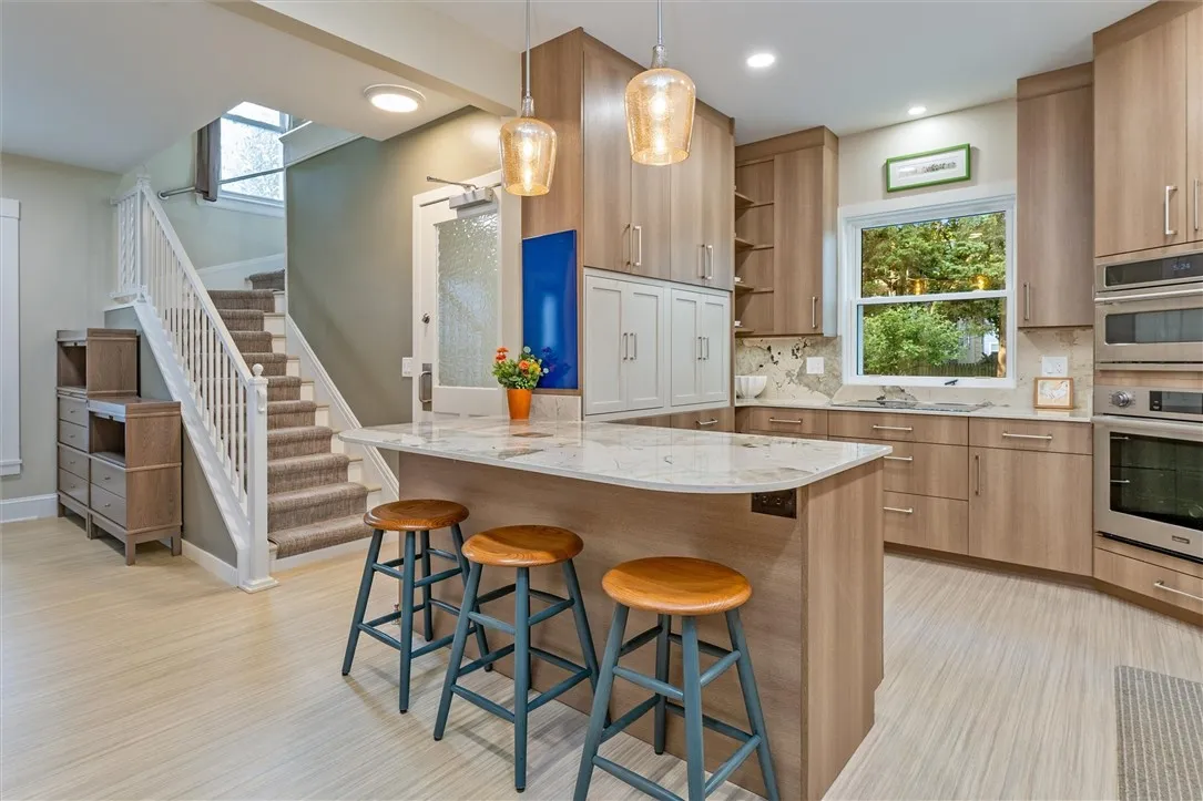 back stairs leading to second floor and sleeping porch