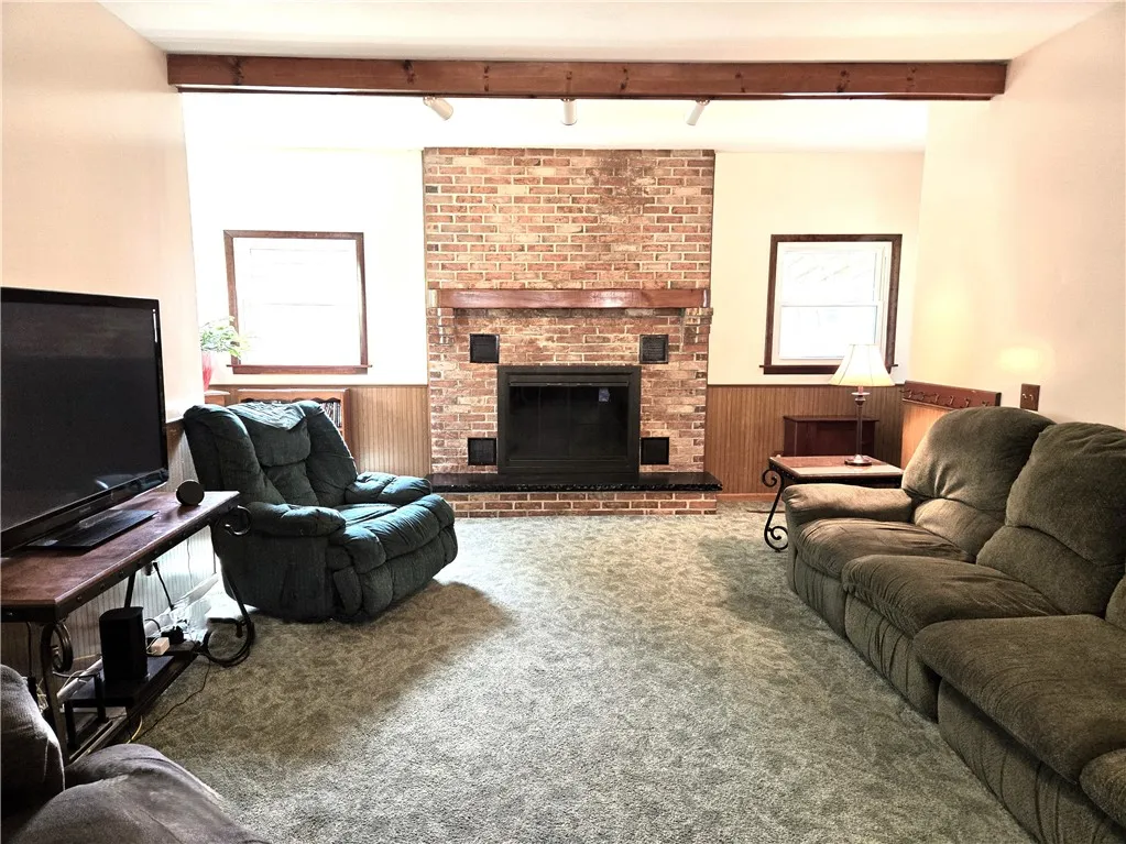 Family Room with ceiling fan