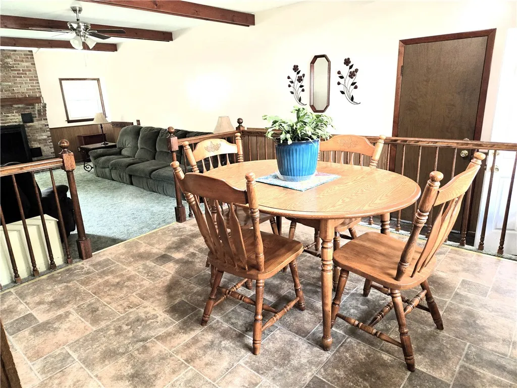Family Room with ceiling fan