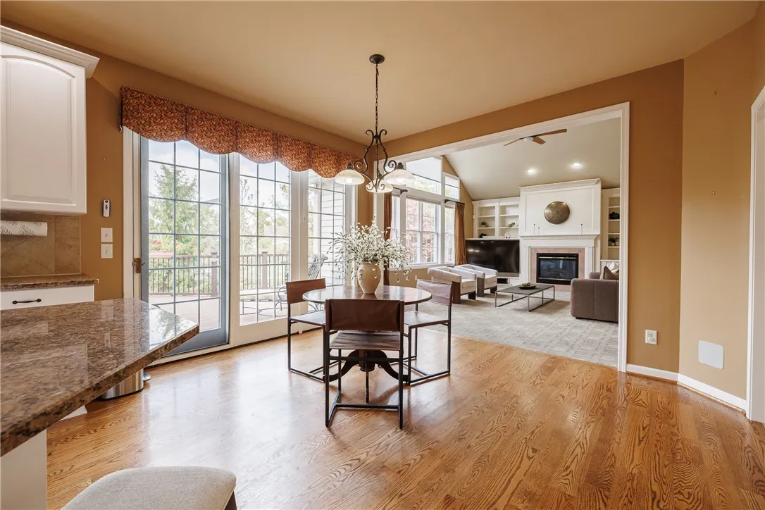 The kitchen opens seamlessly to the den area and the deck!