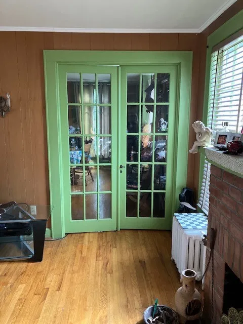 French doors to library.