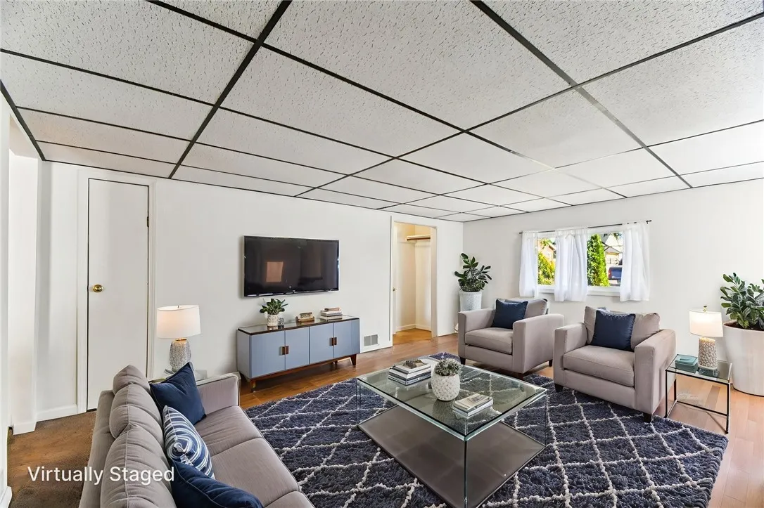 VIRTUALLY STAGED LIVING ROOM.