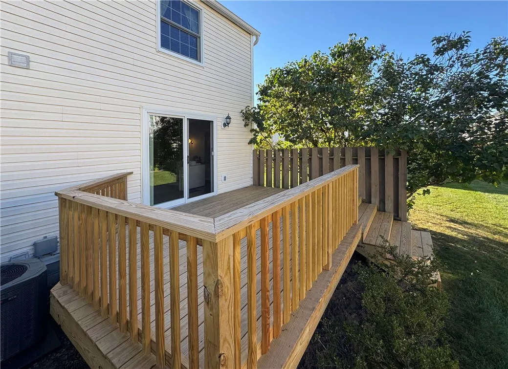 Newly installed deck and sliding door