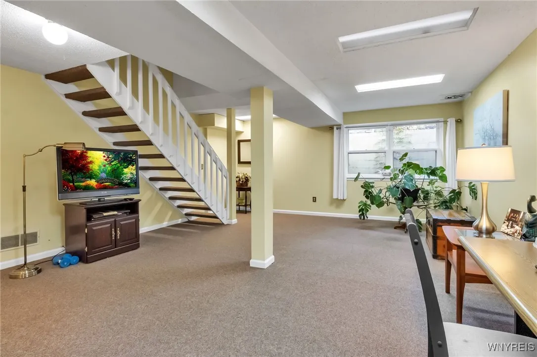 Finished basement with egress window, lots of natural light