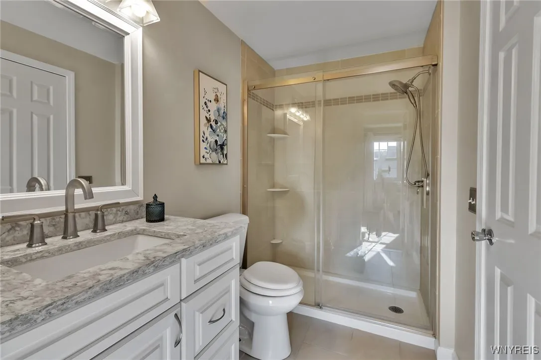 Completely update full bath with walk in tile shower