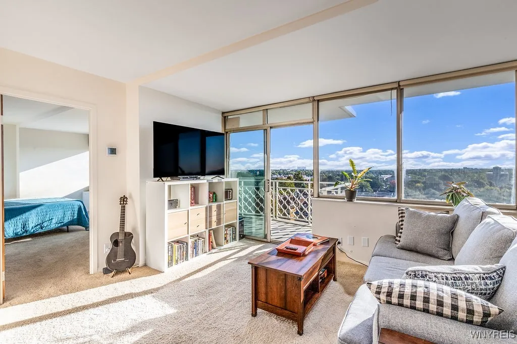 Tons of morning light in spacious living room