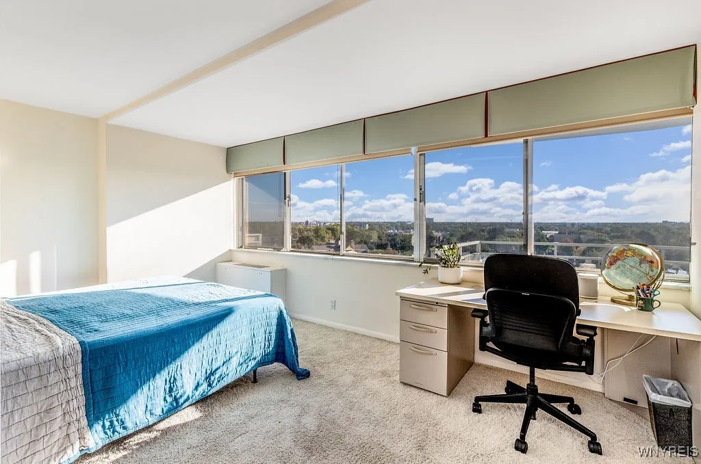 Spacious bedroom with East-facing views