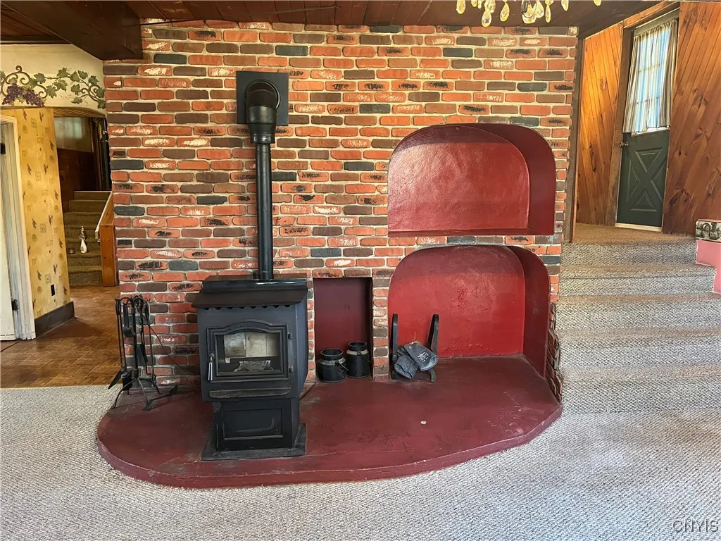 Pellet Stove sits between Living Rm & Dining Rm