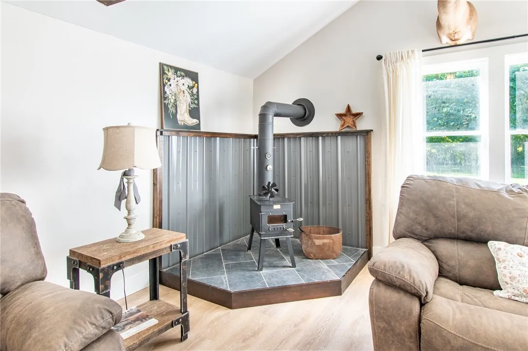 Wood stove in the living room