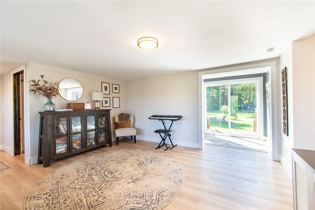 Sliding glass door for back entrance with lots of natural light