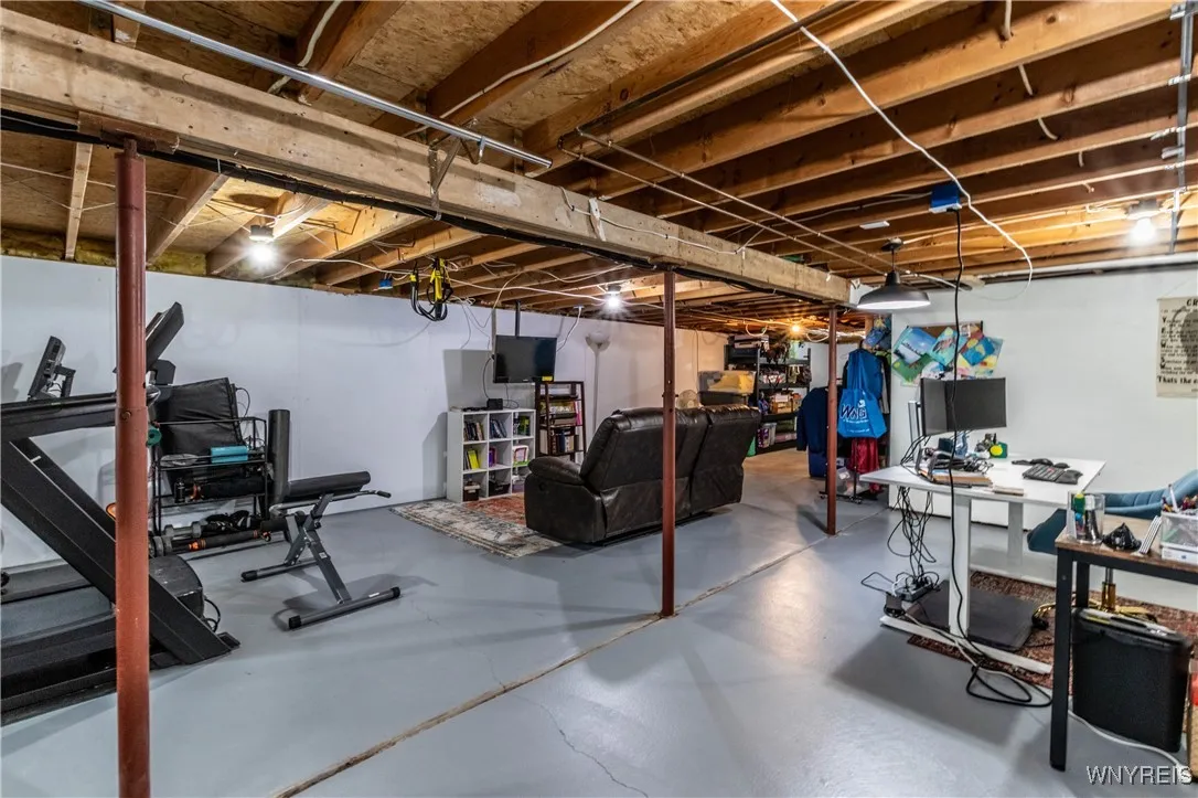 Large dry basement is perfect for additional living space, an office, gym, playroom, and more.
