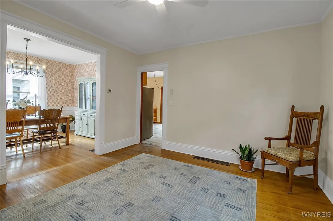 Living Room with natural hardwood.