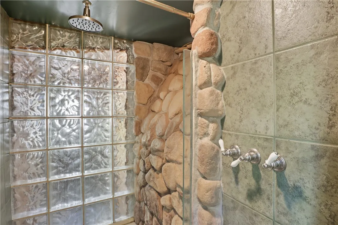 Custom built waterfall shower.