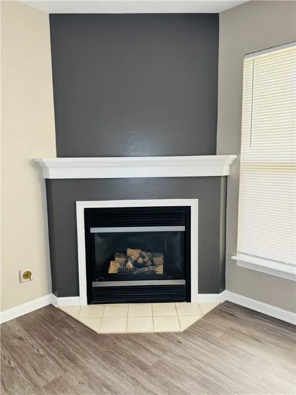 View of corner fireplace